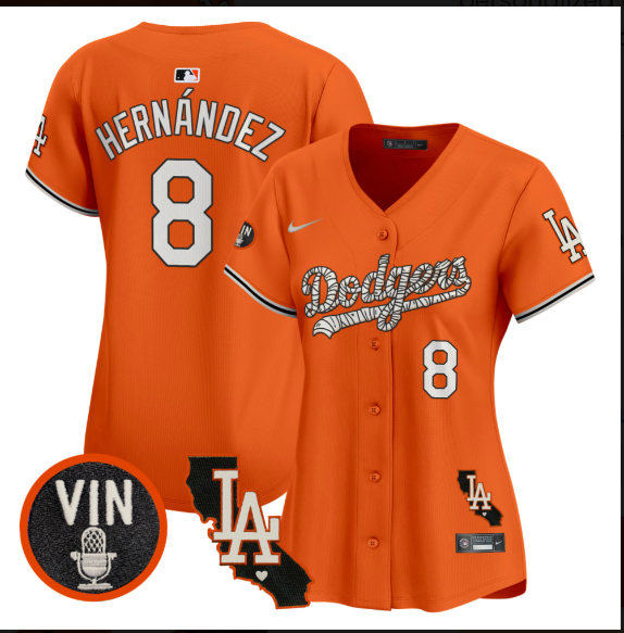 Women Los Angeles Dodgers #8 Hernandez 2025 orange Limited Stitched Jersey